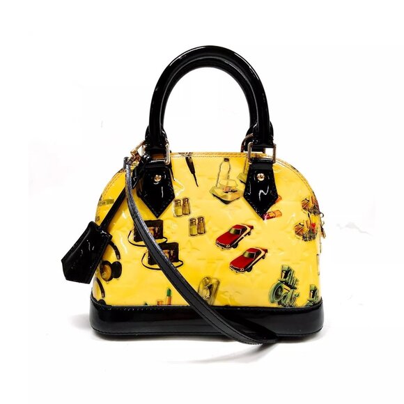(R724) Louis Vuitton Hand Bag Alma BB Yellow Vernis - Picture 1 of 13